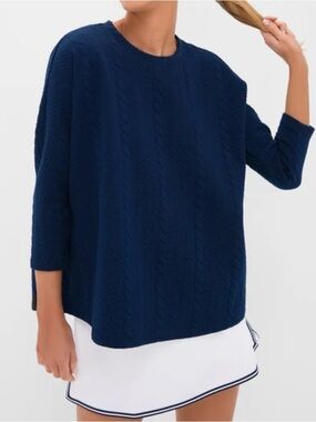 Tnuck Sport Navy Cable Ally Swing Sweatshirt in navy size XS/S